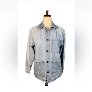 Treasure & Bond Denim Chore Jacket Oversized Distressed Cotton Women’s Size XS